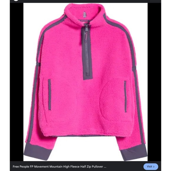 Free People Movement Mountain High Fleece Half Zip Fuchsia Flirt Size SP - Picture 9 of 9